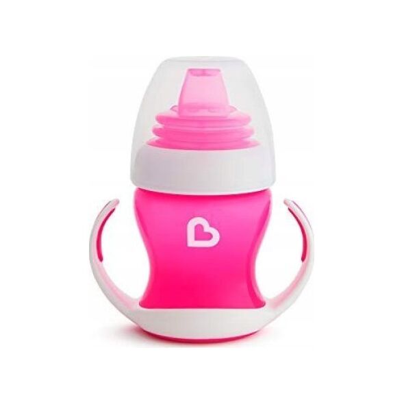 Munchkin MUNCHKIN mokomoji gertuvė su rankenomis ir minkštu snapeliu, Gentle Transition, rožinė, 4mėn+, 118 ml, 05178602www
