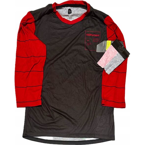 100% Koszulka męska 100% AIRMATIC 3/4 Sleeve Black/Dark Red roz. M (NEW 2023)
