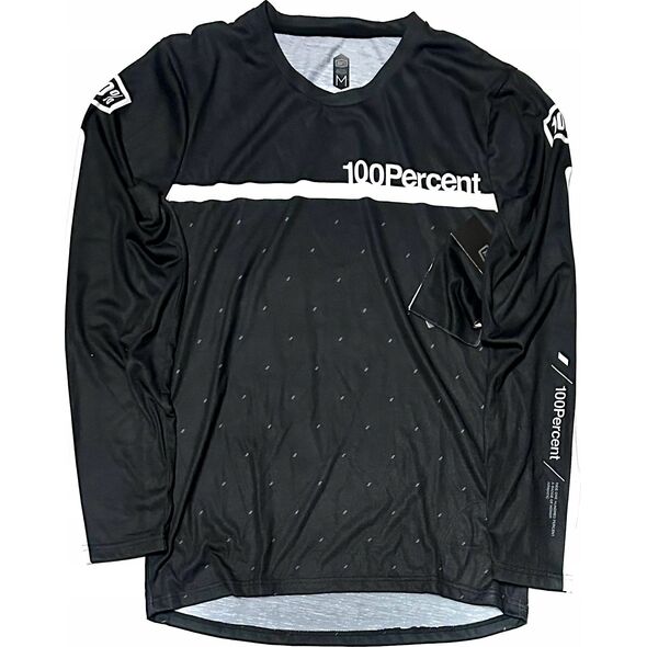100% Koszulka męska 100% AIRMATIC Jersey długi rękaw Black/White roz. M (NEW 2023)