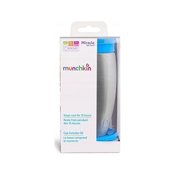 Munchkin MUNCHKIN nerūdijančio plieno puodelis, Miracle 360, mėlynas, 12mėn+, 296ml, 01245001