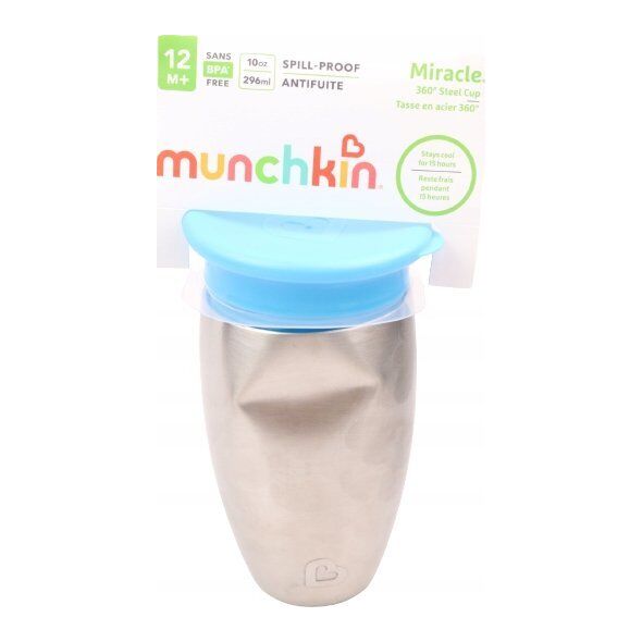 Munchkin MUNCHKIN nerūdijančio plieno puodelis, Miracle 360, mėlynas, 12mėn+, 296ml, 01245001