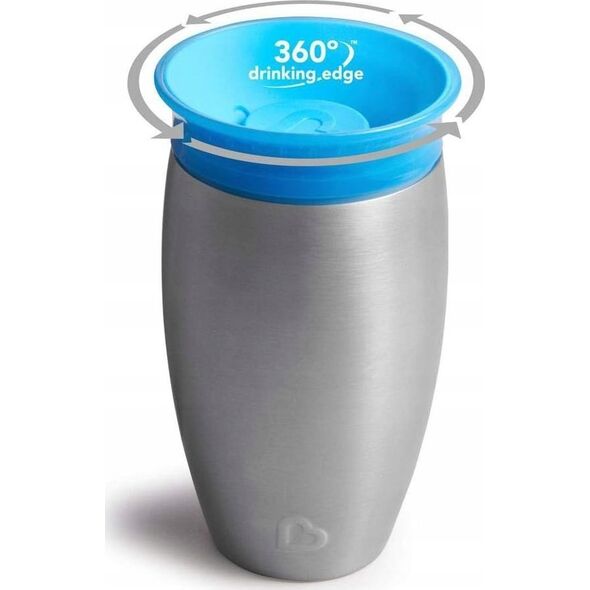 Munchkin MUNCHKIN nerūdijančio plieno puodelis, Miracle 360, mėlynas, 12mėn+, 296ml, 01245001