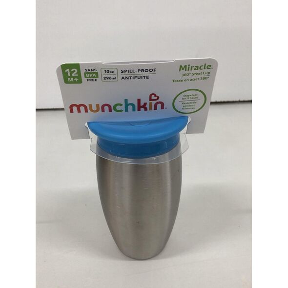 Munchkin MUNCHKIN nerūdijančio plieno puodelis, Miracle 360, mėlynas, 12mėn+, 296ml, 01245001