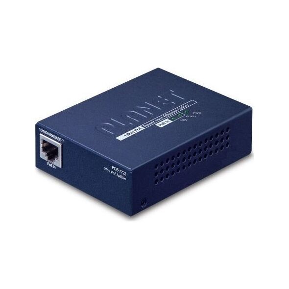 Adapter powerline Planet PLANET POE-172S rozgałęziacz sieciowy Czarny Obsługa PoE