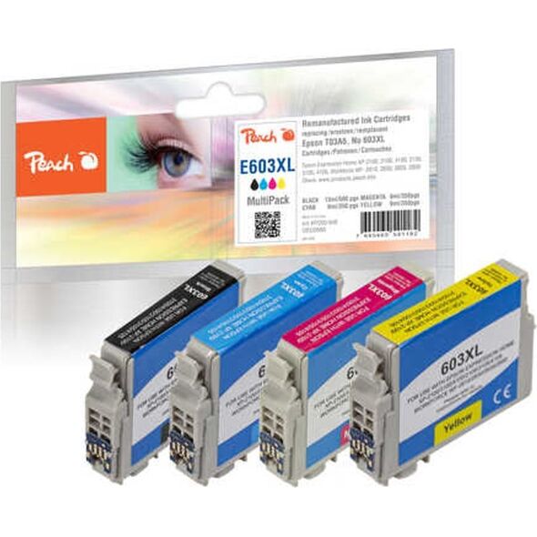 Peach Peach PI200-848 nabój z tuszem 4 szt. Zamiennik Czarny, Cyjan, Purpurowy, Żółty