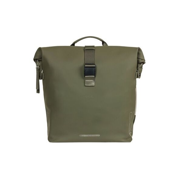 Basil Sakwa podwójna BASIL SOHO DOUBLE PANNIER BAG NORDLICHT MIK, MIK System (ready to go) 41L, 100% wodoodporna moss green oświetlenie Nordlicht Technology