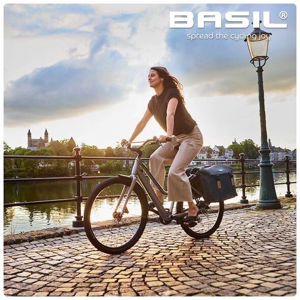 Basil Torba na bagażnik BASIL ELEGANCE DOUBLE PANNIER BAG MIK 40-49L, MIK System (ready to go) wodoodporna estate blue (NEW 2024)