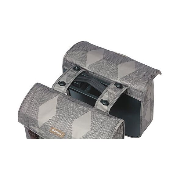 Basil Torba na bagażnik BASIL ELEGANCE DOUBLE PANNIER BAG MIK 40-49L, MIK System (ready to go) wodoodporna chateau taupe (NEW 2024)