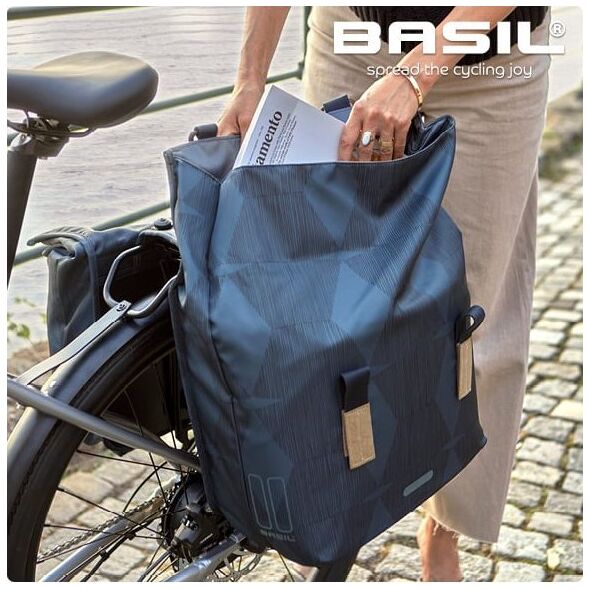 Basil Torba na bagażnik BASIL ELEGANCE DOUBLE PANNIER BAG MIK 40-49L, MIK System (ready to go) wodoodporna chateau taupe (NEW 2024)