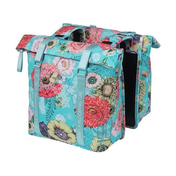 Basil Sakwa podwójna na bagażnik BASIL BLOOM FIELD DOUBLE PANNIER BAG 28-35L, Universal Bridge System, sky blue (NEW 2024)