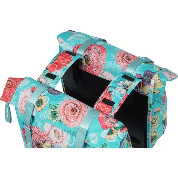 Basil Sakwa podwójna na bagażnik BASIL BLOOM FIELD DOUBLE PANNIER BAG 28-35L, Universal Bridge System, sky blue (NEW 2024)