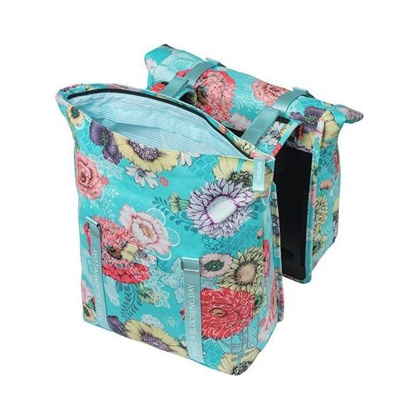 Basil Sakwa podwójna na bagażnik BASIL BLOOM FIELD DOUBLE PANNIER BAG 28-35L, Universal Bridge System, sky blue (NEW 2024)