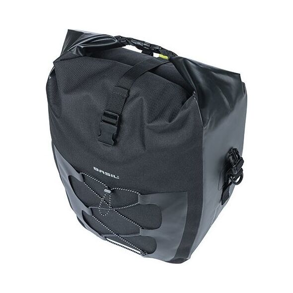Basil Sakwa pojedyncza BASIL NAVIGATOR WATERPROOF SINGLE PANNIER BAG L 25-31 L, Hook On System, wodoodporna, black (NEW 2024)