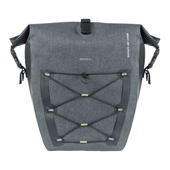 Basil Sakwa pojedyncza BASIL NAVIGATOR STORM SINGLE PANNIER BAG L 25-31 L, Hook On System, wodoodporna, grey black (NEW 2024)