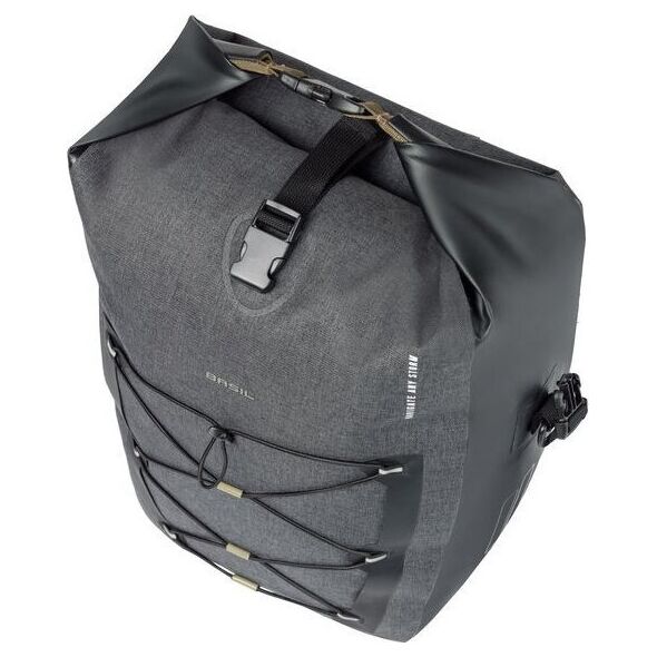 Basil Sakwa pojedyncza BASIL NAVIGATOR STORM SINGLE PANNIER BAG L 25-31 L, Hook On System, wodoodporna, grey black (NEW 2024)