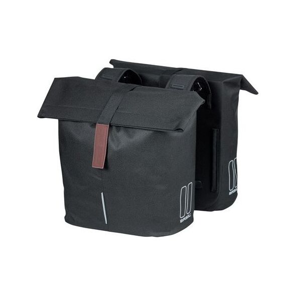 Basil Sakwa miejska podwójna BASIL CITY DOUBLE PANNIER BAG 28-32L, Universal Bridge System, wodoodporna black (NEW 2024)