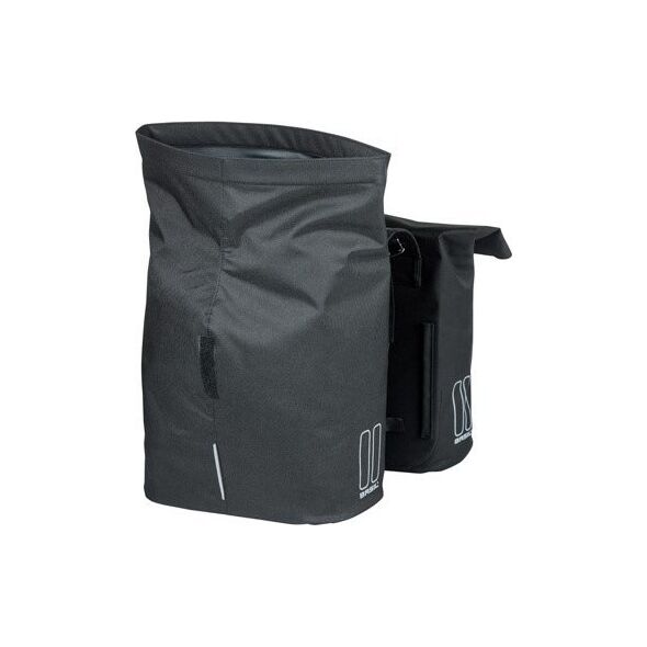 Basil Sakwa miejska podwójna BASIL CITY DOUBLE PANNIER BAG 28-32L, Universal Bridge System, wodoodporna black (NEW 2024)