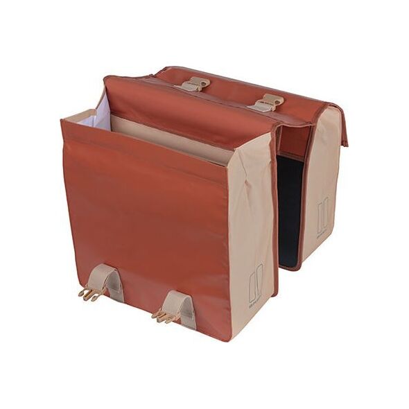 Basil Sakwa miejska podwójna BASIL URBAN LOAD DOUBLE PANNIER BAG 48-53L, Universal Bridge System, 100% wodoodporna, terra red/rose (NEW 2024)