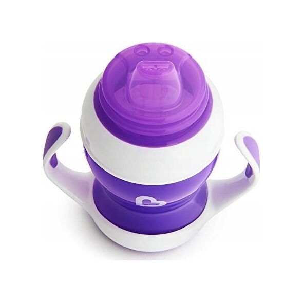 Munchkin MUNCHKIN mokomoji gertuvė su rankenomis ir minkštu snapeliu, Gentle Transition, violetinė, 4mėn+, 118 ml, 012550WWW