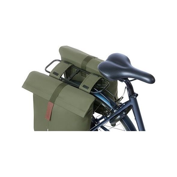 Basil Sakwa miejska podwójna BASIL CITY DOUBLE PANNIER BAG 28-32L, Universal Bridge System, moss green (NEW 2024)