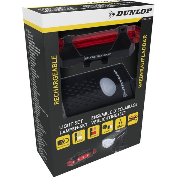 Dunlop ZESTAW LAMP ROWEROWYCH LED PRZÓD I TYŁ DUNLOP ŁADOWANIE USB
