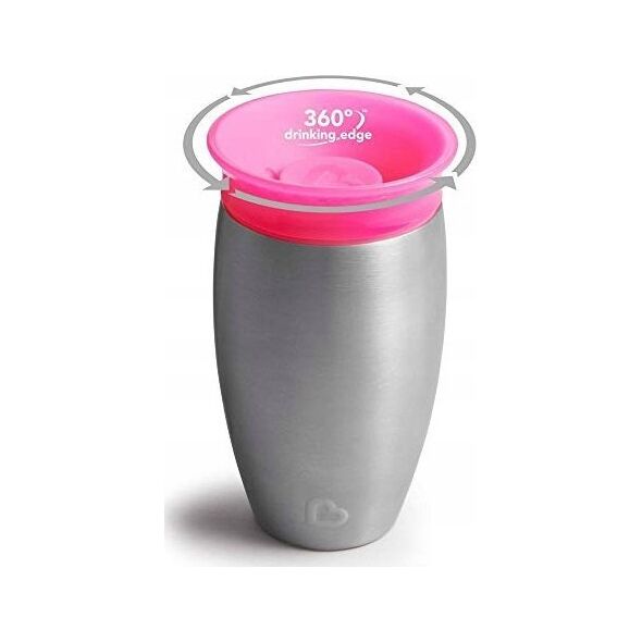 Munchkin MUNCHKIN nerūdijančio plieno puodelis, Miracle 360, rožinis, 12mėn+, 296ml, 01245101