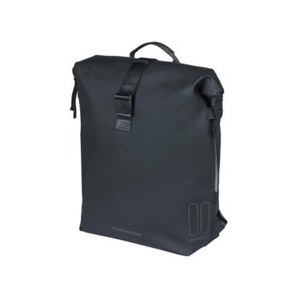Basil Plecak/Sakwa rowerowa BASIL SOHO BACKPACK NORDLICHT17L, mocowanie na haki Hook-On System, wodoodporny poliester, oświetlenie, night black (NEW 2024)