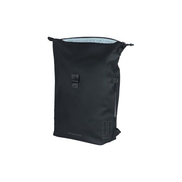 Basil Plecak/Sakwa rowerowa BASIL SOHO BACKPACK NORDLICHT17L, mocowanie na haki Hook-On System, wodoodporny poliester, oświetlenie, night black (NEW 2024)