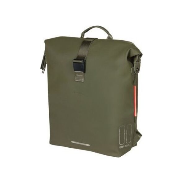 Basil Plecak/Sakwa rowerowa BASIL SOHO BACKPACK NORDLICHT17L, mocowanie na haki Hook-On System, wodoodporny poliester, oświetlenie, moss green (NEW 2024)