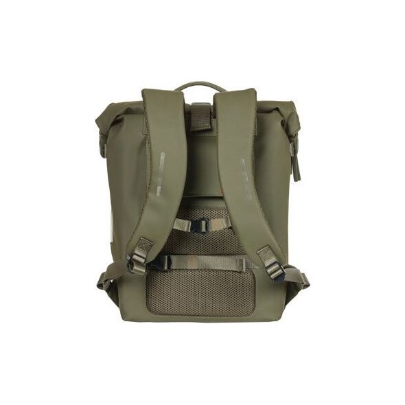 Basil Plecak/Sakwa rowerowa BASIL SOHO BACKPACK NORDLICHT17L, mocowanie na haki Hook-On System, wodoodporny poliester, oświetlenie, moss green (NEW 2024)