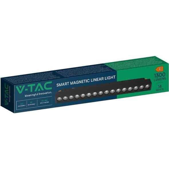 V-TAC Oprawa Szynosystem SMART 48V V-TAC 14W LED CCT 30st SMART WiFi TRACKLIGHT Czarna VT-3614 2700K-6400K 1300lm 3 Lata Gwarancji