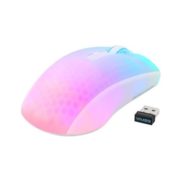 Mysz Deltaco Belaidė pusiau permatoma DELTACO GAMING pelė, RGB, itin lengva, balta / GAM-145-W