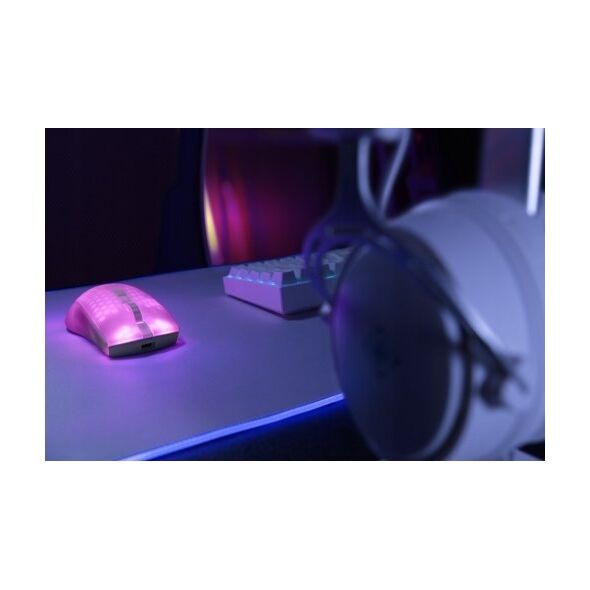 Mysz Deltaco Belaidė pusiau permatoma DELTACO GAMING pelė, RGB, itin lengva, balta / GAM-145-W