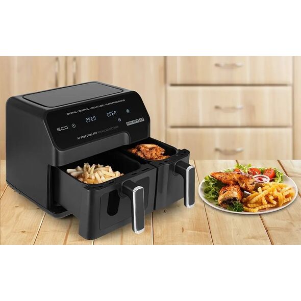 Frytkownica beztłuszczowa ECG ECG AF 8300 Dual Fry Hot air fryer, 5.2 L + 3.1 L, temperature setting 80-200 °C, 60 min timer