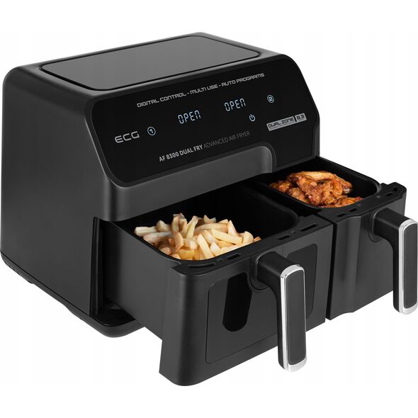 Frytkownica beztłuszczowa ECG ECG AF 8300 Dual Fry Hot air fryer, 5.2 L + 3.1 L, temperature setting 80-200 °C, 60 min timer