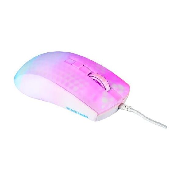 Mysz Deltaco Pusiau permatoma DELTACO GAMING pelė, RGB, itin lengva, balta / GAM-144-W