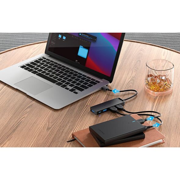 HUB USB Vention Hub USB 3.0 z 4 portami i zasilaczem Vention CHLBF 1m Czarny