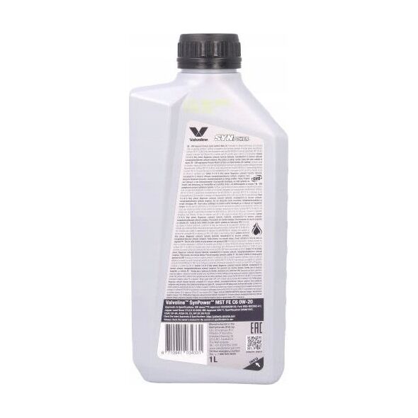 Valvoline Alyva varikliui Synpower MST FE C6 0W20 1L, Valvoline