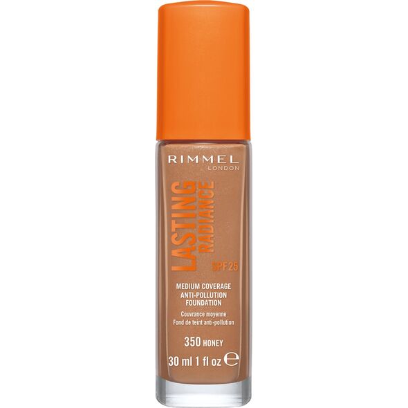 Rimmel London Rimmel London, Lasting Radiance, Natural Medium Coverage, Liquid Foundation, 350, Honey, SPF 25, 30 ml For Women