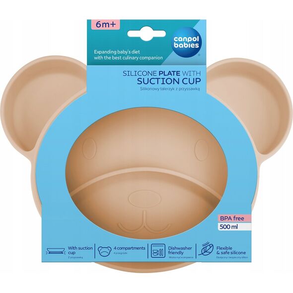 Canpol CANPOL BABIES Silikoninė lėkštė su pritvirtinimu BEAR, 51/401_bei