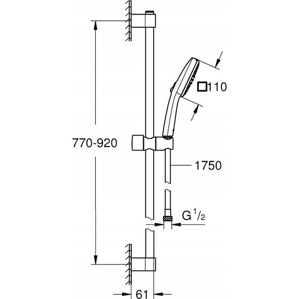 Zestaw prysznicowy Grohe Grohe zestaw prysznicowy przesuwny Tempesta Cube 110 czarny mat 269082433