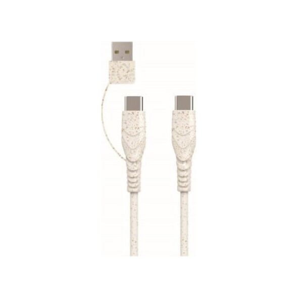 Kabel USB BIOnd USB-A + USB-C - USB-C 1.2 m Beżowy (BIO-CT-TC)
