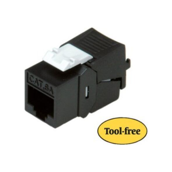 Roline ROLINE Keystone Jack, Cat. 6a, RJ-45, unshielded, toolless, SLIM, black wtyczka Czarny