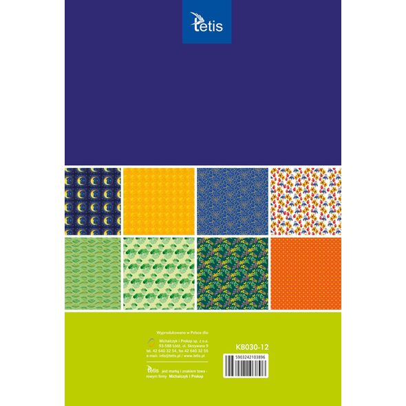 Tetis Papiery kreatywne A4 205x292mm 16 arkuszy zestaw nr 12 KB030-12