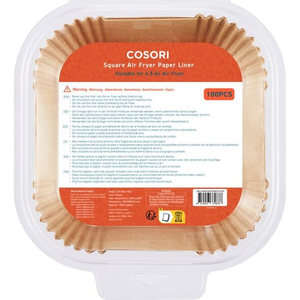 Cosori Cosori Popierinės formos karšto oro gruzdintuvėms 100 vnt (20cm - 4,5-6L)