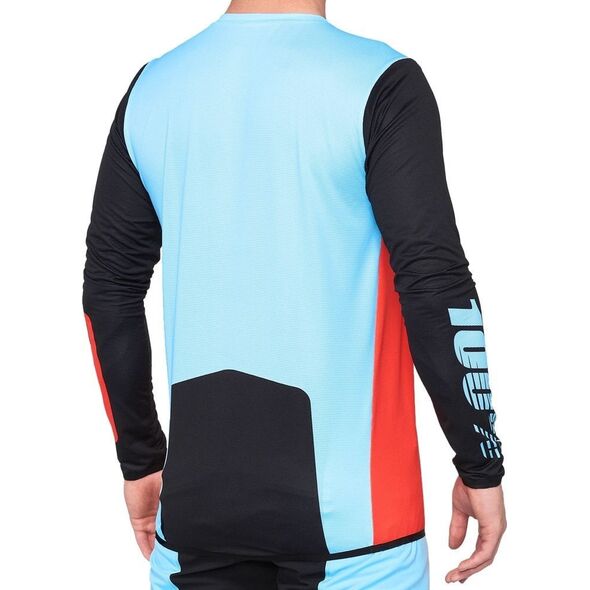 100% Koszulka męska 100% R-CORE X Jersey długi rękaw fluo red black roz. L (NEW)