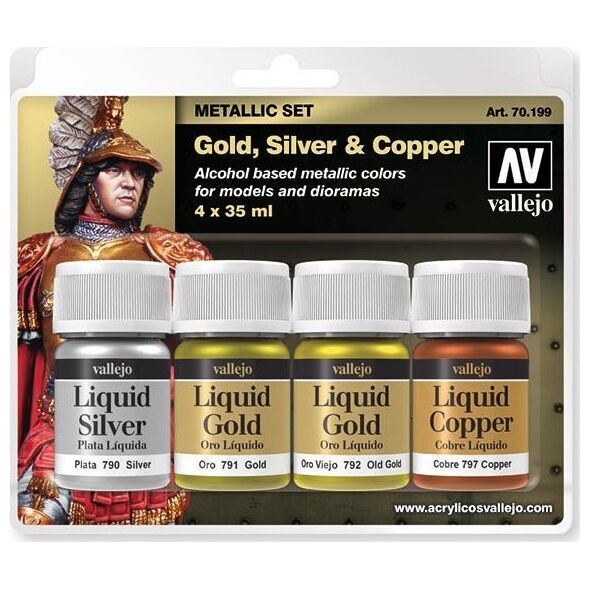 Vallejo Vallejo: Metallic Set - Liquid Gold Silver Copper 4x 35 mm