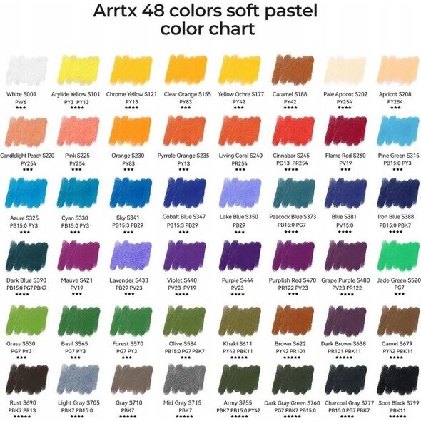 ARRTX Minkštų pastelių rinkinys ARRTX, 48 spalvų