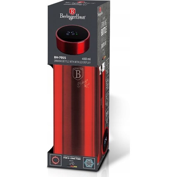 Berlinger Haus INTELIGENTNY TERMOS STALOWY 0.45L Z WSKAŹNIKIEM TEMPERATURY LED BERLINGER HAUS BURGUNDY BH-7955