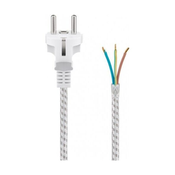Kabel zasilający Goobay Kabel ochronny stykowy odporny na wysoką temperaturę do montażu, 3 m, biało-srebrny - Długość kabla 3 m